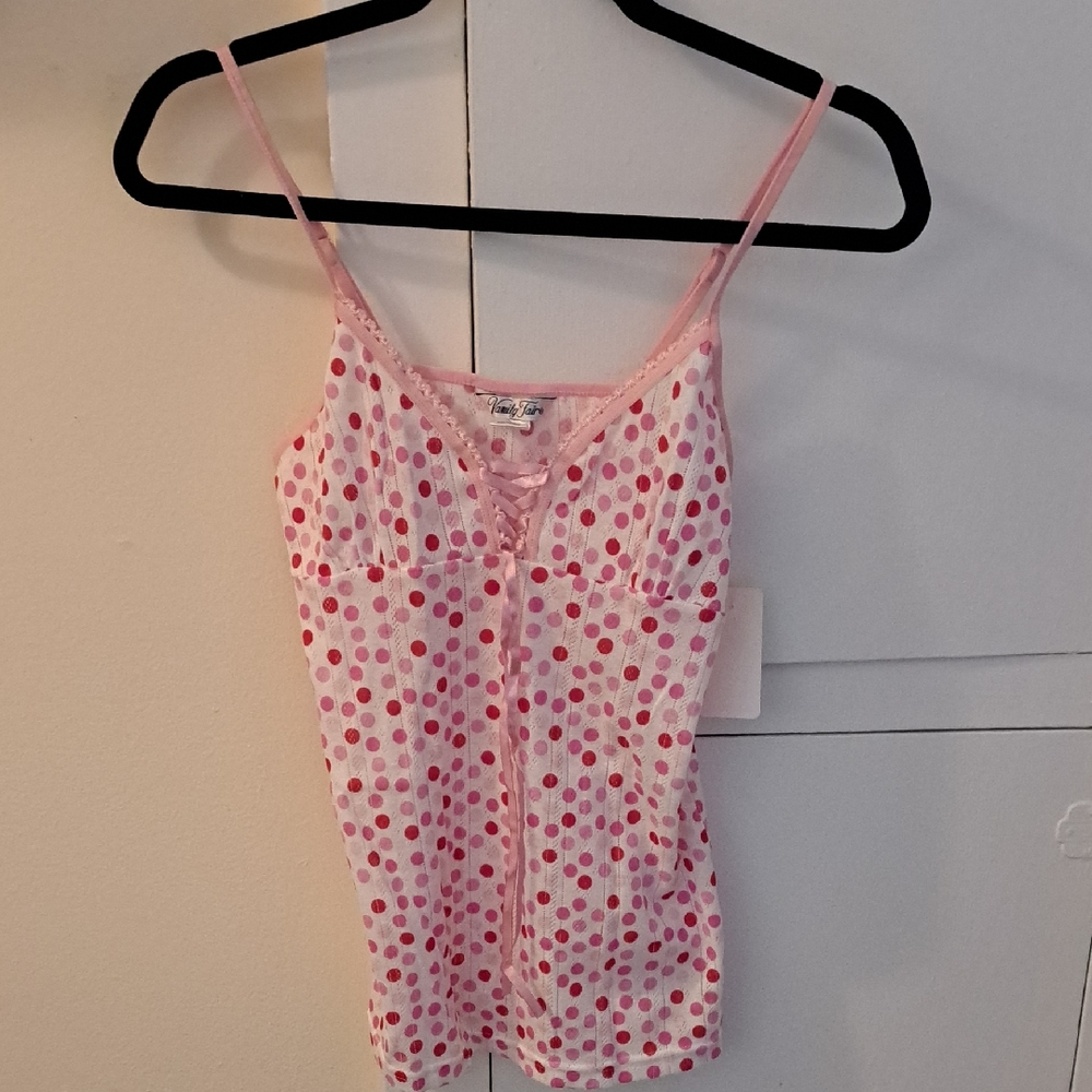VANITY FAIR Girls Polka-Dot Spaghetti Top, Size: Medium, NWT
